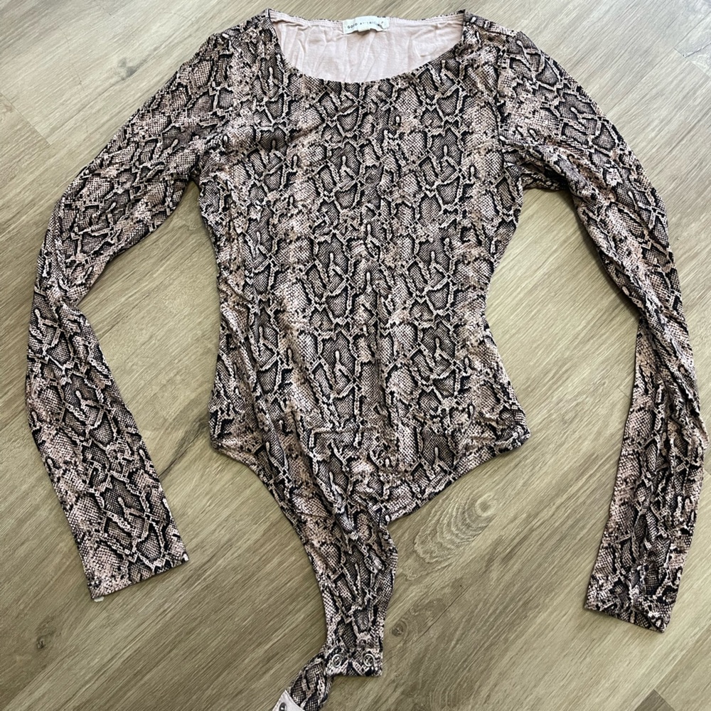 Good American Snake Print Bodysuit - Brown and Black